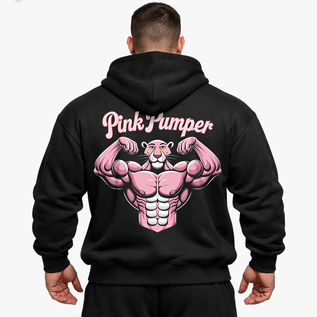 Roze trui oversized hoodie (print op de achterkant).
