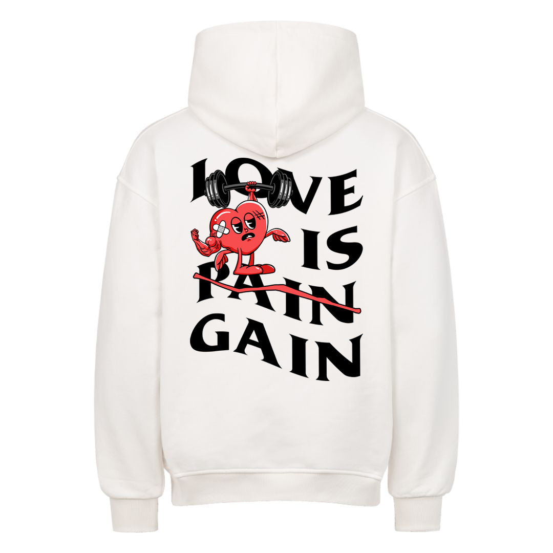 Love is Gain sudadera con capucha extragrande (espalda estampada)